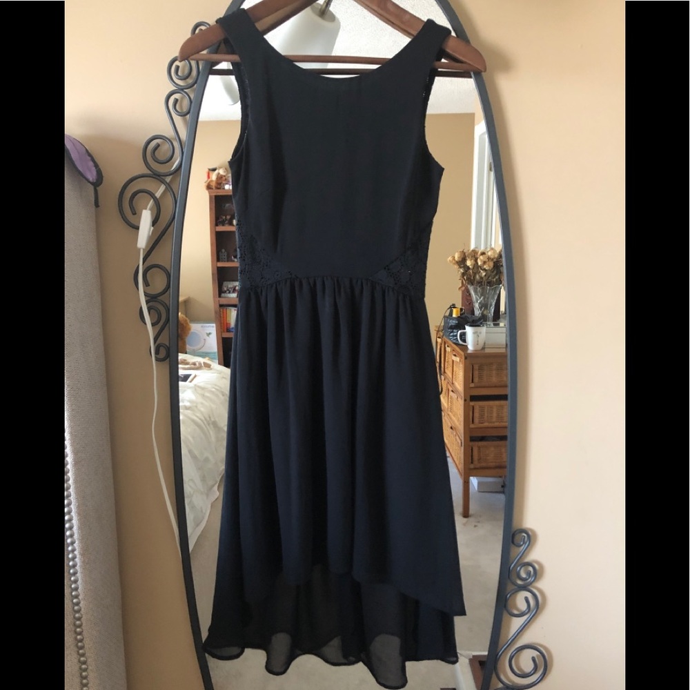 Guess lace cut out chiffon fit and flare dress